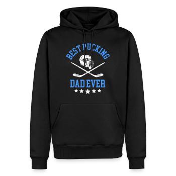 Best pucking dad ever Bester Hockey Papa - Men’s Premium Organic Hoodie - black - Front - Nico (187cm)