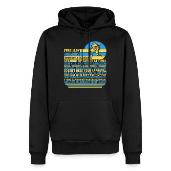Februar-Wassermann-Tatsachen-lustiges Sternzeichen-T-Shirt - Männer Premium Bio Hoodie - Schwarz - Vorne - Nico (187cm)