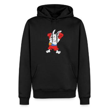 Boxing Hase Lustiger Boxer Cartoon Kampfsport - Männer Premium Bio Hoodie - Schwarz - Vorne - Nico (187cm)