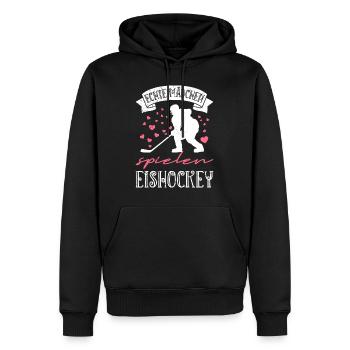 Echte Mädchen spielen Eishockey - Männer Premium Bio Hoodie - Schwarz - Vorne - Nico (187cm)