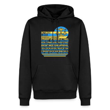 October Libra Facts Funny Zodiac Sign T Shirt - Men’s Premium Organic Hoodie - black - Front - Nico (187cm)