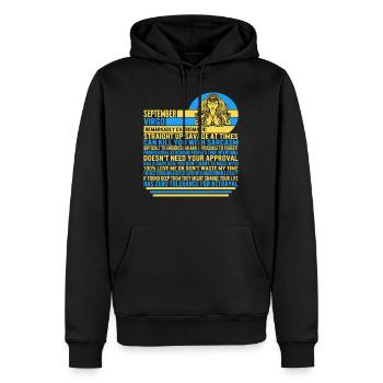 September Virgo Facts Funny Zodiac Sign T Shirt - Men’s Premium Organic Hoodie - black - Front - Nico (187cm)