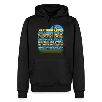 January Capricorn Facts Funny Zodiac Sign T Shirt - Men’s Premium Organic Hoodie - black - Front - Nico (187cm)
