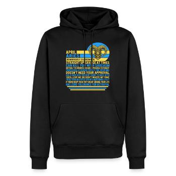 Avril Bélier Faits Drôle Signe du Zodiaque T Shirt - Sweat à capuche Premium bio Homme - noir - Devant - Nico (187cm)