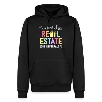 Cette fille vend des biens immobiliers a obtenu des références femmes - Sweat à capuche Premium bio Homme - noir - Devant - Nico (187cm)