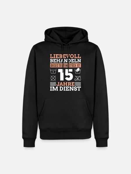 Firmenjubiläum 15 Jahre Dienstjubiläum - Männer Premium Bio Hoodie - Schwarz