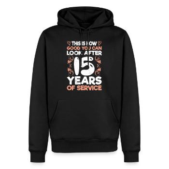 Anniversaire de l’entreprise 15 ans de service anniversaire - Sweat à capuche Premium bio Homme - noir - Devant - Nico (187cm)