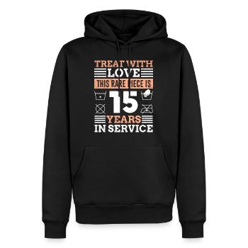 Anniversaire de l’entreprise 15 ans de service anniversaire - Sweat à capuche Premium bio Homme - noir - Devant - Nico (187cm)