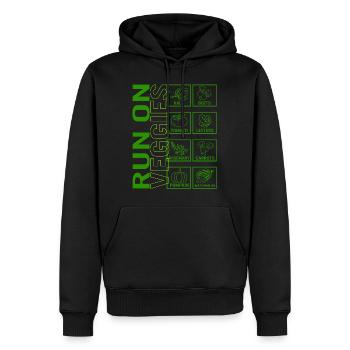 Vegetables Shirt, Runs On Veggies Names Vegetable - Men’s Premium Organic Hoodie - black - Front - Nico (187cm)