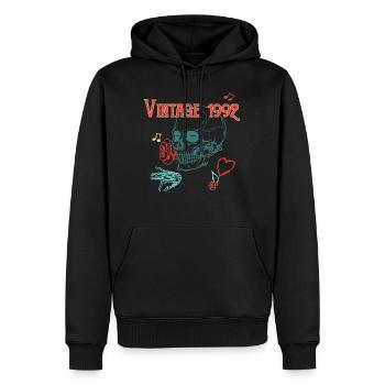 Vintage 1992 Skull Rose Heart Birthday Gift T - Men’s Premium Organic Hoodie - black - Front - Nico (187cm)
