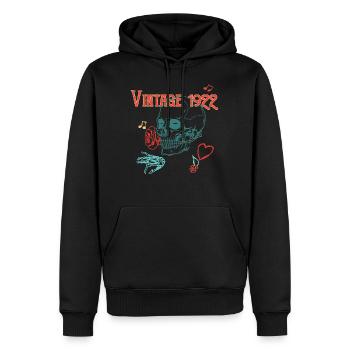 Vintage 1922 Skull Rose Heart Cadeau d’anniversaire T - Sweat à capuche Premium bio Homme - noir - Devant - Nico (187cm)