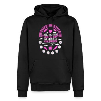 IVF Retrieval Day Shirt, The Greater Your Storm - Men’s Premium Organic Hoodie - black - Front - Nico (187cm)