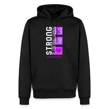 Micro Preemie Mom Shirt, Starker Babyfuß Lila - Männer Premium Bio Hoodie - Schwarz - Vorne - Nico (187cm)
