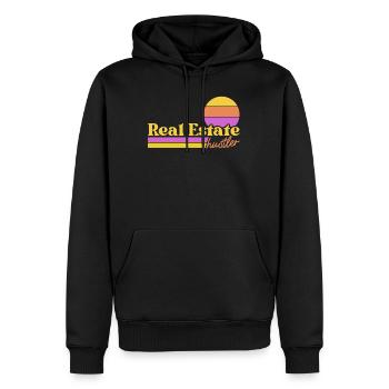 Immobilien Hustler Vintage 70er 80er Jahre Retro Real - Männer Premium Bio Hoodie - Schwarz - Vorne - Nico (187cm)