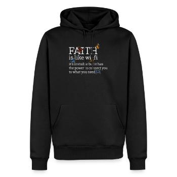 Faith Shirt, Faith ist wie ein Wi-Fi Tee, lustig - Männer Premium Bio Hoodie - Schwarz - Vorne - Nico (187cm)