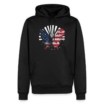 Independence Day Shirt, Freedom America Flagge Cool - Männer Premium Bio Hoodie - Schwarz - Vorne - Nico (187cm)