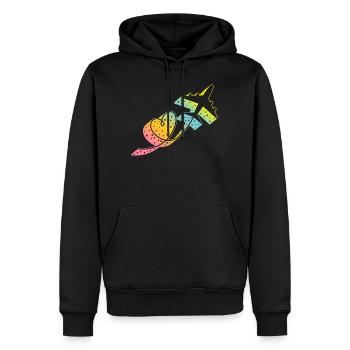 Adventure Shirt, Funny Traveler Airport Vacation - Men’s Premium Organic Hoodie - black - Front - Nico (187cm)