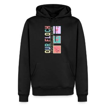 Muttertagshemd, Unsere Herde rockt Flamingo - Männer Premium Bio Hoodie - Schwarz - Vorne - Nico (187cm)