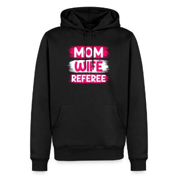 Maman Femme Arbitre Maman Femme Arbitre - Sweat à capuche Premium bio Homme - noir - Devant - Nico (187cm)