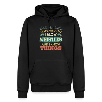 Sifflet de l’arbitre et savoir des choses - Sweat à capuche Premium bio Homme - noir - Devant - Nico (187cm)