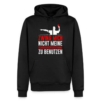 Zwing mich nicht meine Schiedsrichter Stimme - Männer Premium Bio Hoodie - Schwarz - Vorne - Nico (187cm)