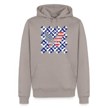 Independence Day Shirt, Freedom America Flagge Cool - Männer Premium Bio Hoodie - Taupe - Vorne - Nico (187cm)