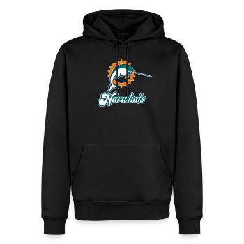 Narwal Delfin Parodie Design - Männer Premium Bio Hoodie - Schwarz - Vorne - Nico (187cm)