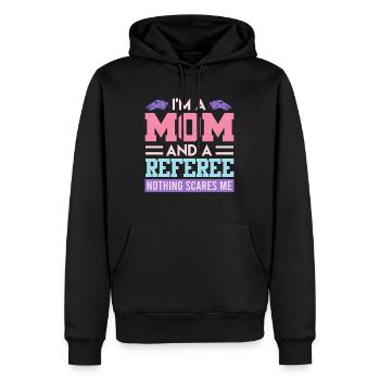Maman et arbitre - Sweat à capuche Premium bio Homme - noir - Devant - Nico (187cm)