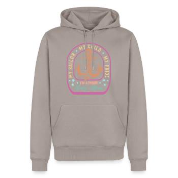 Navy Mutter Hemd, Mein Matrose Mein Kind Mein Stolz, - Männer Premium Bio Hoodie - Taupe - Vorne - Nico (187cm)
