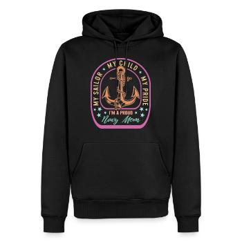 Navy Mutter Hemd, Mein Matrose Mein Kind Mein Stolz, - Männer Premium Bio Hoodie - Schwarz - Vorne - Nico (187cm)