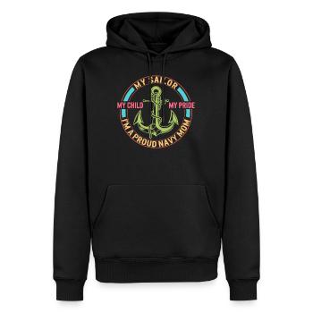 Navy Mutter Hemd, Mein Matrose Mein Kind Mein Stolz, - Männer Premium Bio Hoodie - Schwarz - Vorne - Nico (187cm)