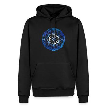 Fleur de Vie Sphère Géométrie Sacrée Guérison - Sweat à capuche Premium bio Homme - noir - Devant - Nico (187cm)