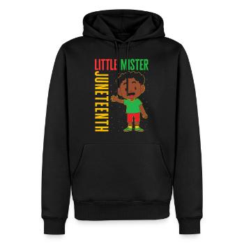 Juneteenth Shirt, Little Mister Juneteenth - Men’s Premium Organic Hoodie - black - Front - Nico (187cm)