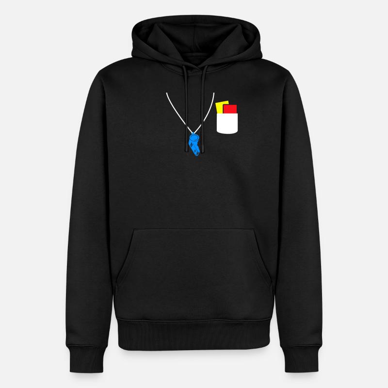 Árbitro silba tarjeta amarilla tarjeta roja - Sudadera con capucha prémium ecológica para hombre - negro