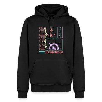 Navy Mutter Hemd, Mein Matrose Mein Kind Mein Stolz, - Männer Premium Bio Hoodie - Schwarz - Vorne - Nico (187cm)