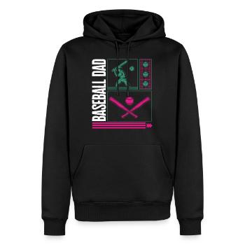 Baseballhemd, Baseball Dad Tee, Baseball Schläger - Männer Premium Bio Hoodie - Schwarz - Vorne - Nico (187cm)