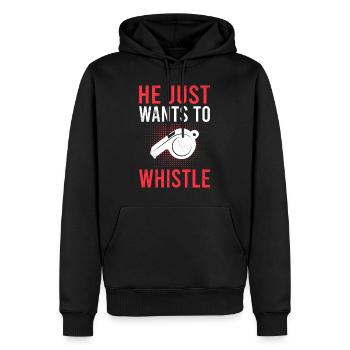 Il ne fait rien qu’il veuille juste siffler l’arbitre - Sweat à capuche Premium bio Homme - noir - Devant - Nico (187cm)