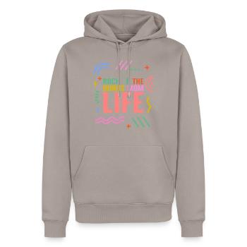 Chemise Step Mom, Rock’n The Bonus Mom Life Tee, - Sweat à capuche Premium bio Homme - taupe - Devant - Nico (187cm)