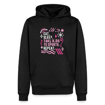Mom Shirt, Eat Sleep Take Kids To Sport Repeat, - Men’s Premium Organic Hoodie - black - Front - Nico (187cm)