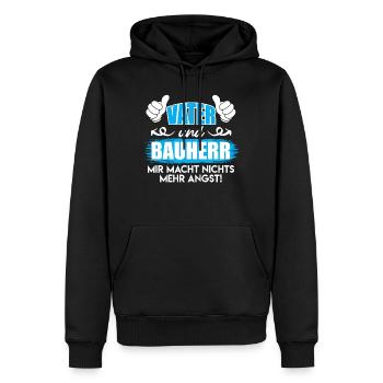 Vater und Bauherr Papa Eigenheim - Männer Premium Bio Hoodie - Schwarz - Vorne - Nico (187cm)