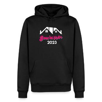 Bauherrin 2023 Eigenheim Tiny House Richtfest - Männer Premium Bio Hoodie - Schwarz - Vorne - Nico (187cm)