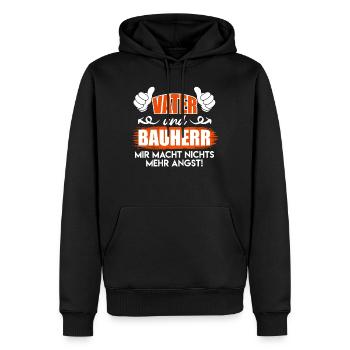 Vater und Bauherr Papa Eigenheim - Männer Premium Bio Hoodie - Schwarz - Vorne - Nico (187cm)