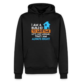 Builder is always right Topping-out ceremony own home - Men’s Premium Organic Hoodie - black - Front - Nico (187cm)