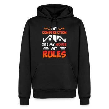 Mon chantier mes règles Gestionnaire de construction Constructeur - Sweat à capuche Premium bio Homme - noir - Devant - Nico (187cm)