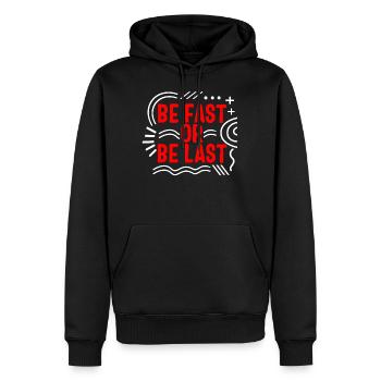 Maillot de course, être rapide ou être dernier tee, piste de course, - Sweat à capuche Premium bio Homme - noir - Devant - Nico (187cm)