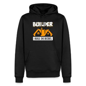Builder I build you decides home - Men’s Premium Organic Hoodie - black - Front - Nico (187cm)