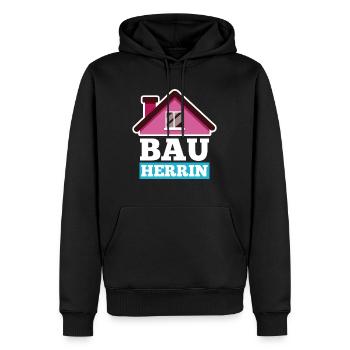 Bauherrin - Männer Premium Bio Hoodie - Schwarz - Vorne - Nico (187cm)