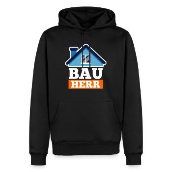 Bauherr - Männer Premium Bio Hoodie - Schwarz - Vorne - Nico (187cm)