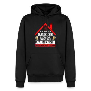 Ich bin der Bauherr Bier direkt zu mir - Männer Premium Bio Hoodie - Schwarz - Vorne - Nico (187cm)