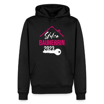 Stolze Bauherrin 2023 - Männer Premium Bio Hoodie - Schwarz - Vorne - Nico (187cm)